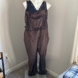 Farmhouse Frocks Rita Romper Brown Velvet Overalls